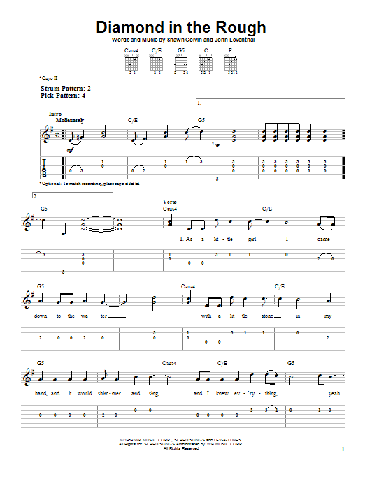 Learn to play Jennifer Knapp Diamond In The Rough sheet music for Easy Guitar Tab in minutes. Jennifer Knapp Diamond In The Rough sheet music preview music notes and score for Easy Guitar Tab including 5 page(s)