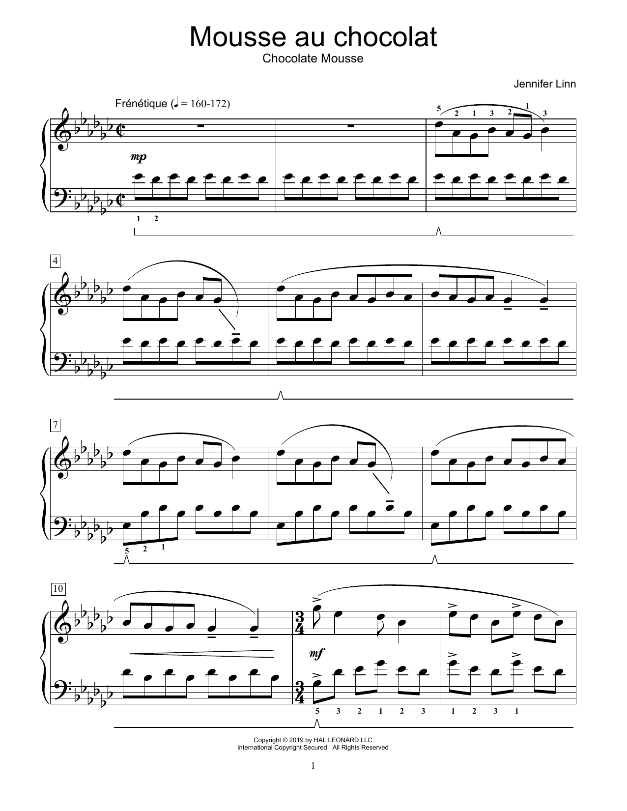 Learn to play Jennifer Linn Mousse au chocolat sheet music for Educational Piano in minutes. Jennifer Linn Mousse au chocolat sheet music preview music notes and score for Educational Piano including 3 page(s)