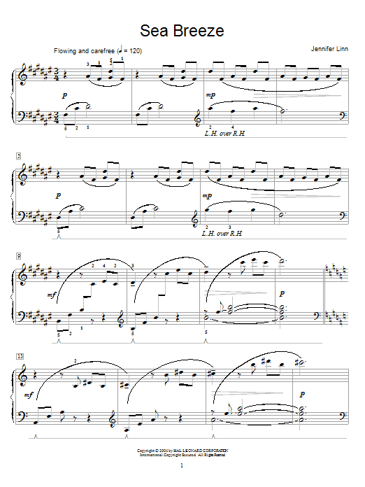 Learn to play Jennifer Linn Sea Breeze sheet music for Easy Piano in minutes. Jennifer Linn Sea Breeze sheet music preview music notes and score for Easy Piano including 3 page(s)