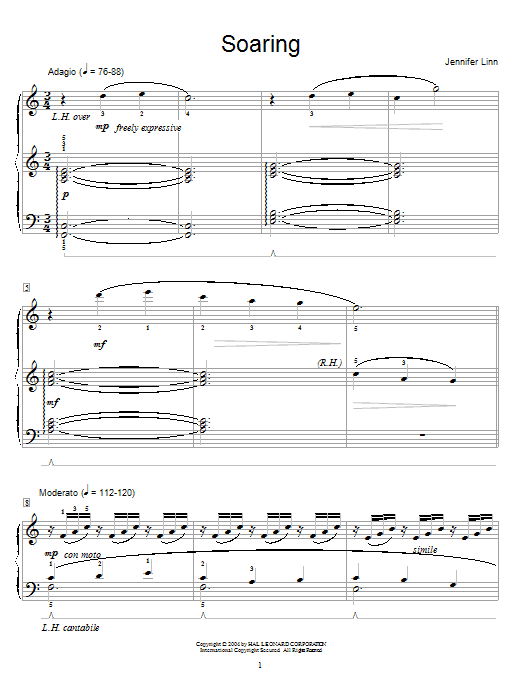 Learn to play Jennifer Linn Soaring sheet music for Easy Piano in minutes. Jennifer Linn Soaring sheet music preview music notes and score for Easy Piano including 6 page(s)