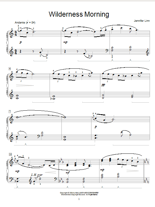 Learn to play Jennifer Linn Wilderness Morning sheet music for Easy Piano in minutes. Jennifer Linn Wilderness Morning sheet music preview music notes and score for Easy Piano including 3 page(s)
