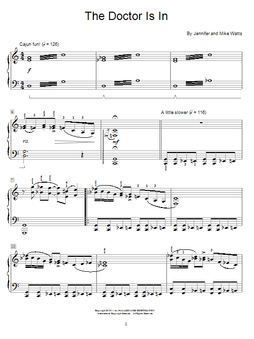 Learn to play Jennifer Watts The Doctor Is In sheet music for Piano in minutes. Jennifer Watts The Doctor Is In sheet music notes and chords