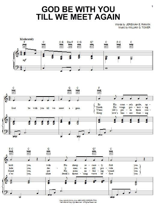 Learn to play Jeremiah E. Rankin God Be With You Till We Meet Again sheet music for Easy Piano in minutes. Jeremiah E. Rankin God Be With You Till We Meet Again sheet music notes and chords