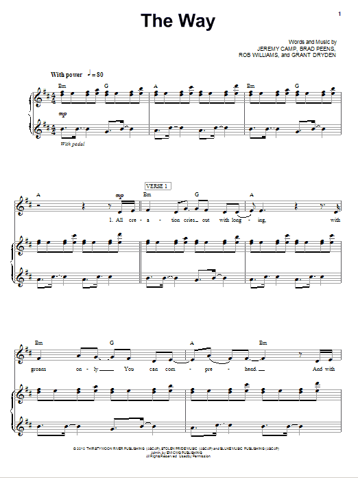 Learn to play Jeremy Camp The Way sheet music for Piano, Vocal & Guitar (Right-Hand Melody) in minutes. Jeremy Camp The Way sheet music notes and chords