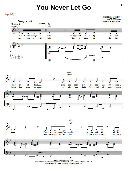 Learn to play Jeremy Camp You Never Let Go sheet music for Piano, Vocal & Guitar (Right-Hand Melody) in minutes. Jeremy Camp You Never Let Go sheet music notes and chords