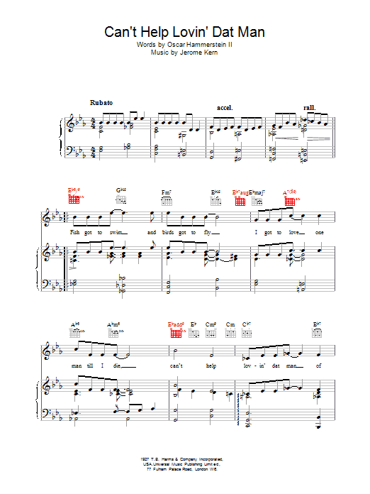 Jerome Kern Can't Help Lovin' Dat Man sheet music preview music notes and score for Easy Piano including 4 page(s)