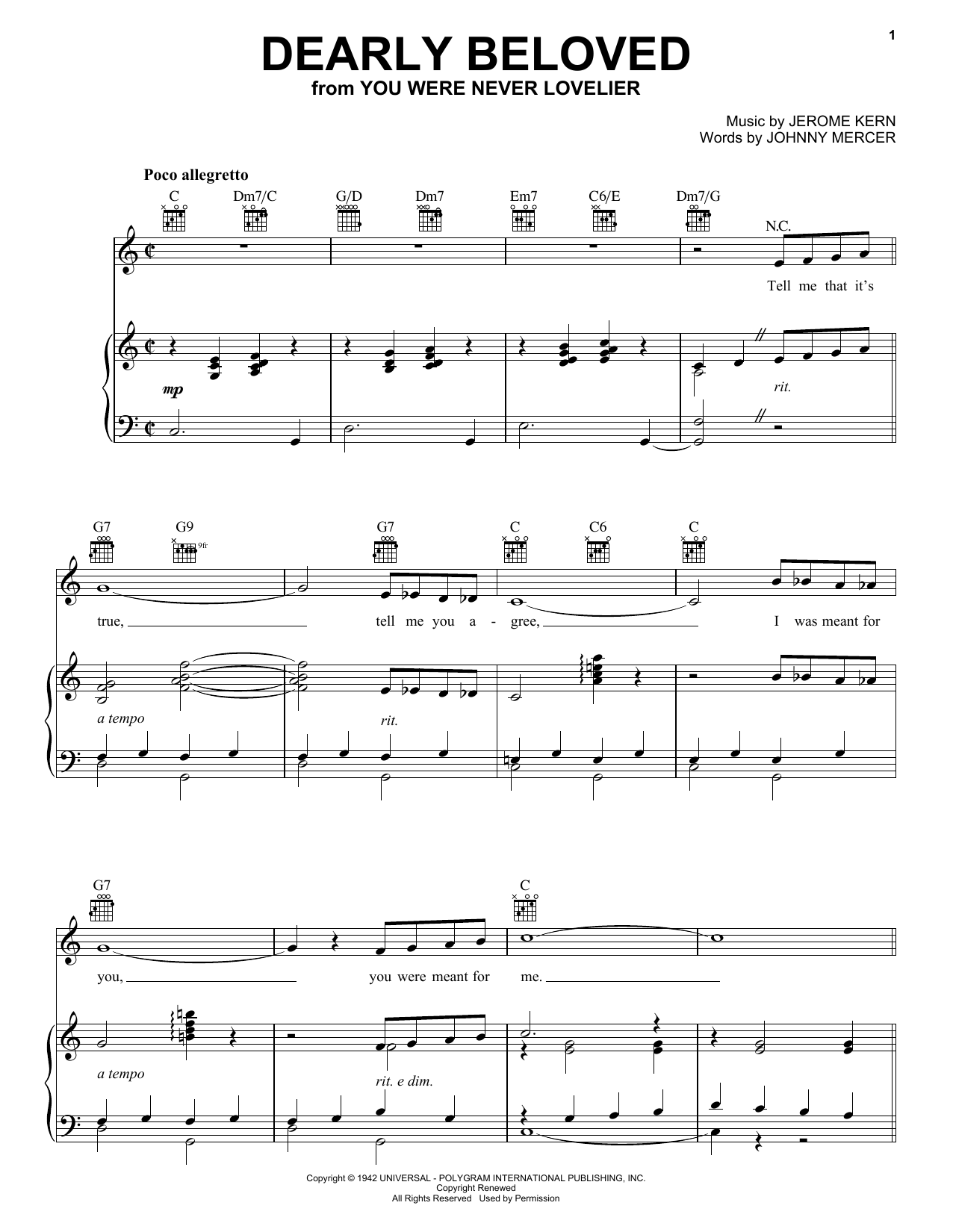 Learn to play Jerome Kern Dearly Beloved sheet music for E-Z Play Today in minutes. Jerome Kern Dearly Beloved sheet music preview music notes and score for E-Z Play Today including 2 page(s)