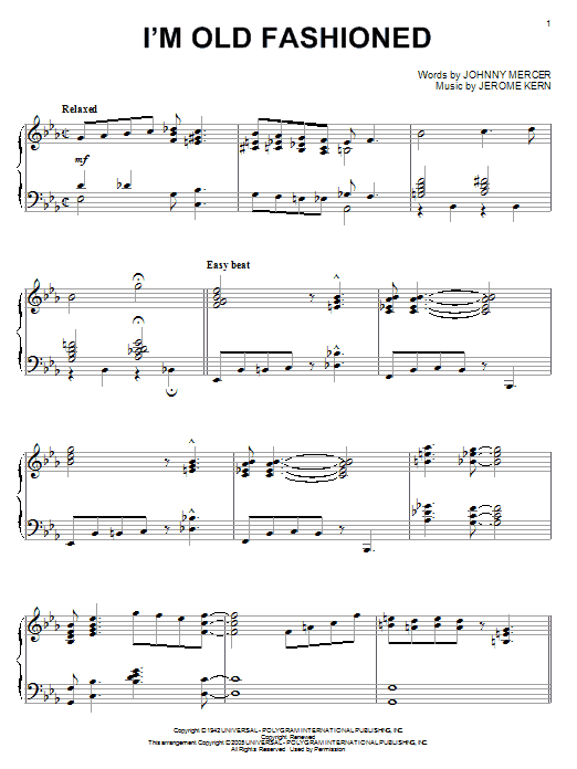 Learn to play Jerome Kern I'm Old Fashioned sheet music for Piano, Vocal & Guitar (Right-Hand Melody) in minutes. Jerome Kern I'm Old Fashioned sheet music notes and chords