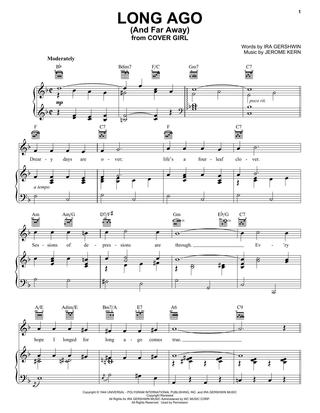 Learn to play Jerome Kern Long Ago (And Far Away) sheet music for Guitar Tab in minutes. Jerome Kern Long Ago (And Far Away) sheet music preview music notes and score for Guitar Tab including 2 page(s)