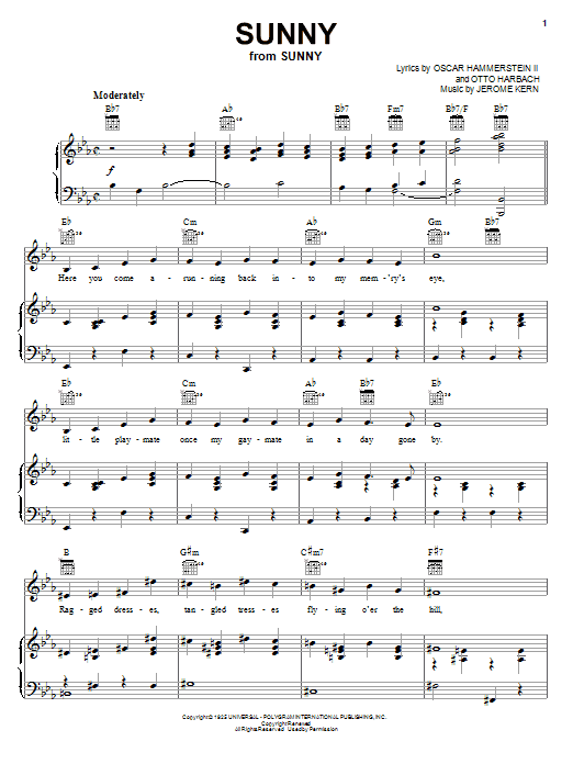 Learn to play Jerome Kern Sunny sheet music for Piano in minutes. Jerome Kern Sunny sheet music preview music notes and score for Piano including 5 page(s)