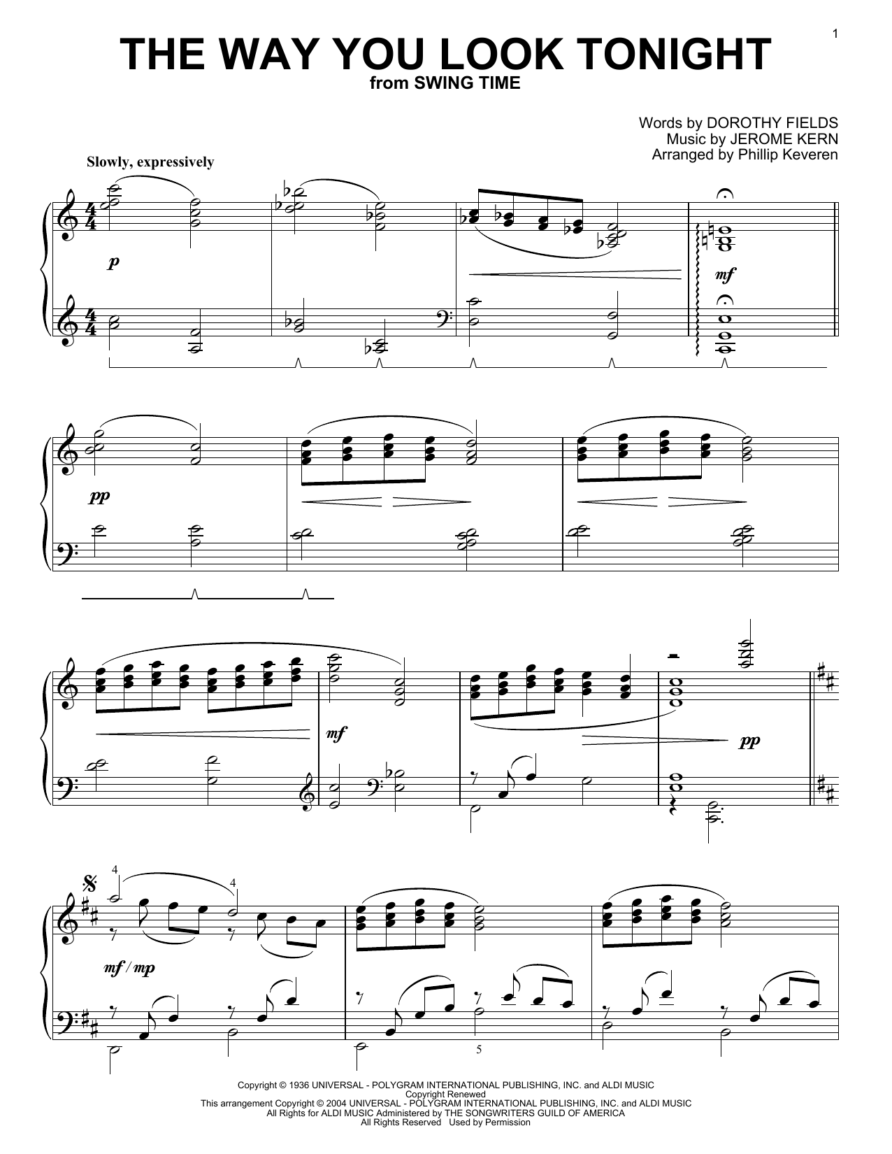 Learn to play Jerome Kern The Way You Look Tonight sheet music for Piano in minutes. Jerome Kern The Way You Look Tonight sheet music notes and chords