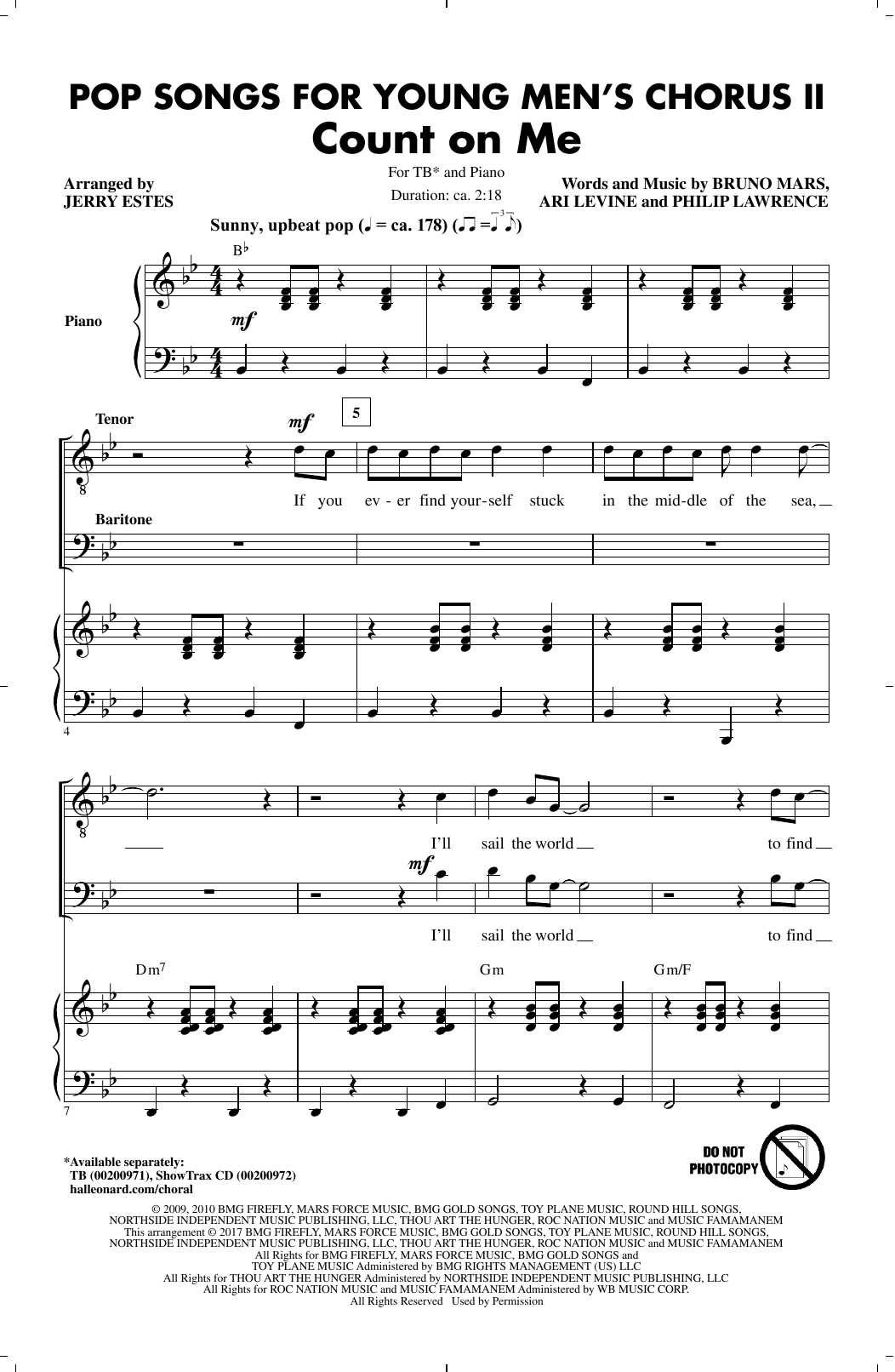 Jerry Estes Pop Songs for Young Men's Chorus II sheet music, chords, lyrics - Printable PDF for TB