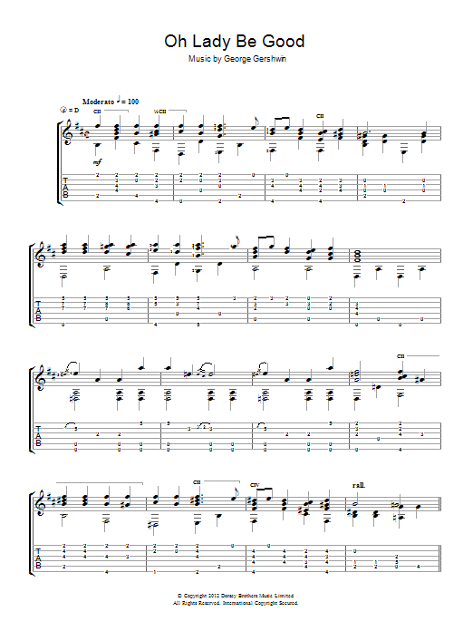 Jerry Willard Oh, Lady, Be Good sheet music, chords, lyrics - Printable PDF for Guitar