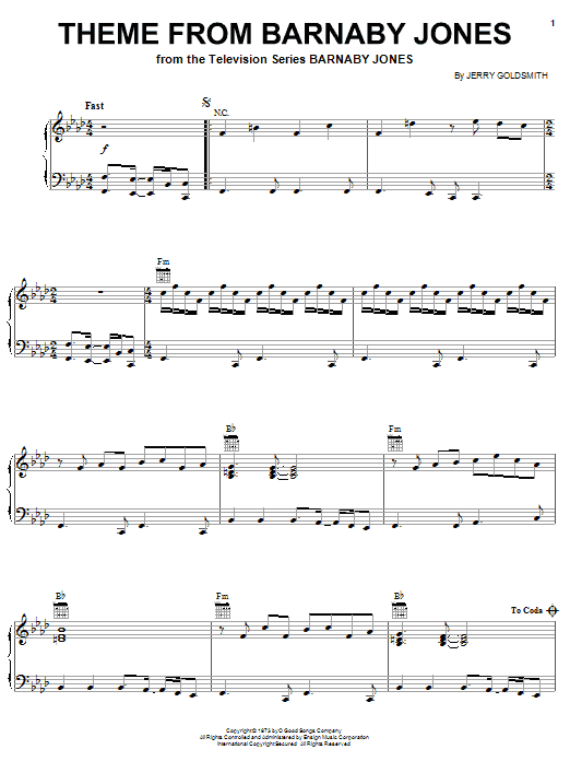 Learn to play Jerry Goldsmith Theme from Barnaby Jones sheet music for Piano in minutes. Jerry Goldsmith Theme from Barnaby Jones sheet music preview music notes and score for Piano including 5 page(s)