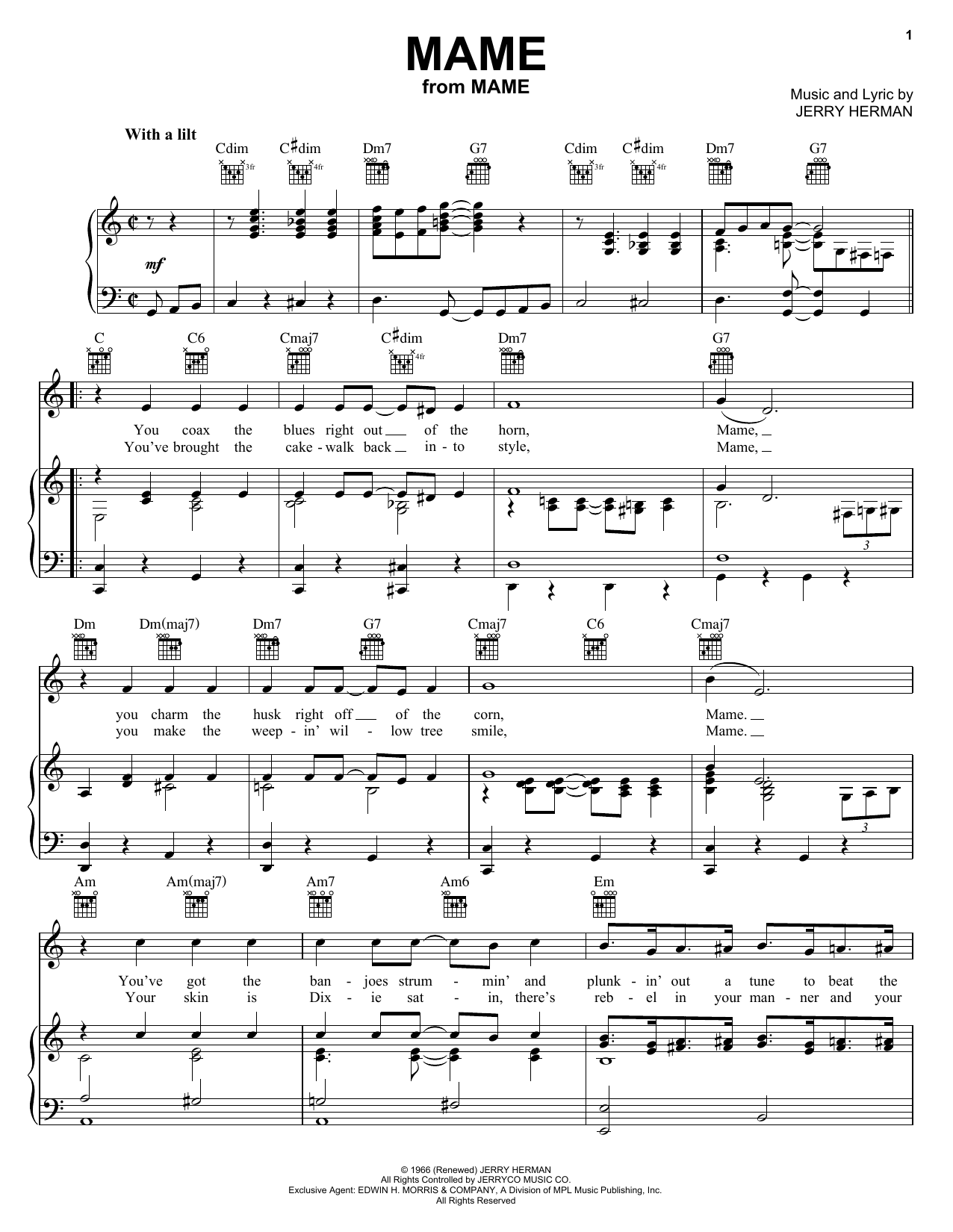Learn to play Jerry Herman Mame sheet music for Easy Piano in minutes. Jerry Herman Mame sheet music preview music notes and score for Easy Piano including 3 page(s)