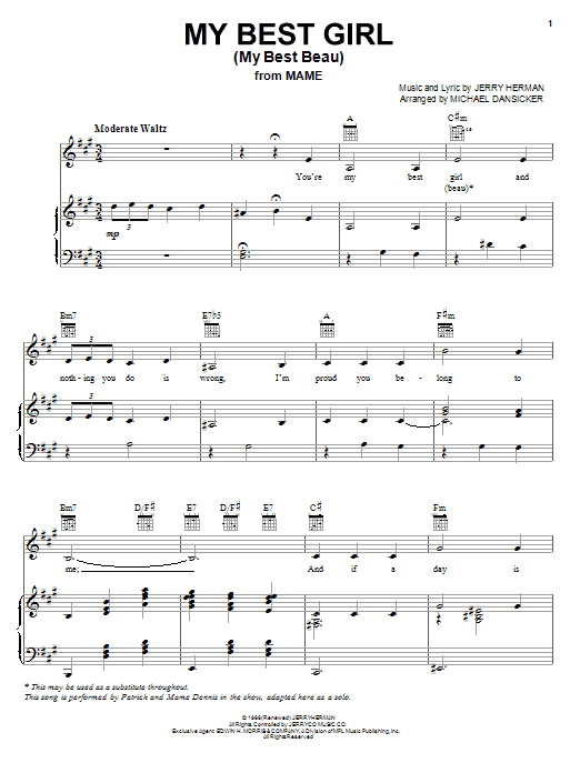 Learn to play Jerry Herman My Best Girl (My Best Beau) sheet music for Piano, Vocal & Guitar (Right-Hand Melody) in minutes. Jerry Herman My Best Girl (My Best Beau) sheet music notes and chords