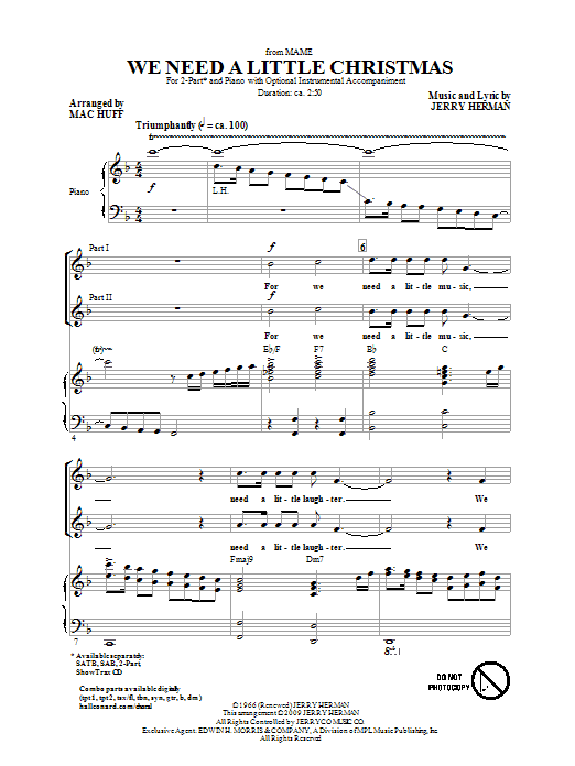 Learn to play Mac Huff We Need A Little Christmas sheet music for SAB in minutes. Mac Huff We Need A Little Christmas sheet music notes and chords