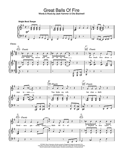 Learn to play Jerry Lee Lewis Great Balls Of Fire sheet music for Easy Guitar in minutes. Jerry Lee Lewis Great Balls Of Fire sheet music notes and chords