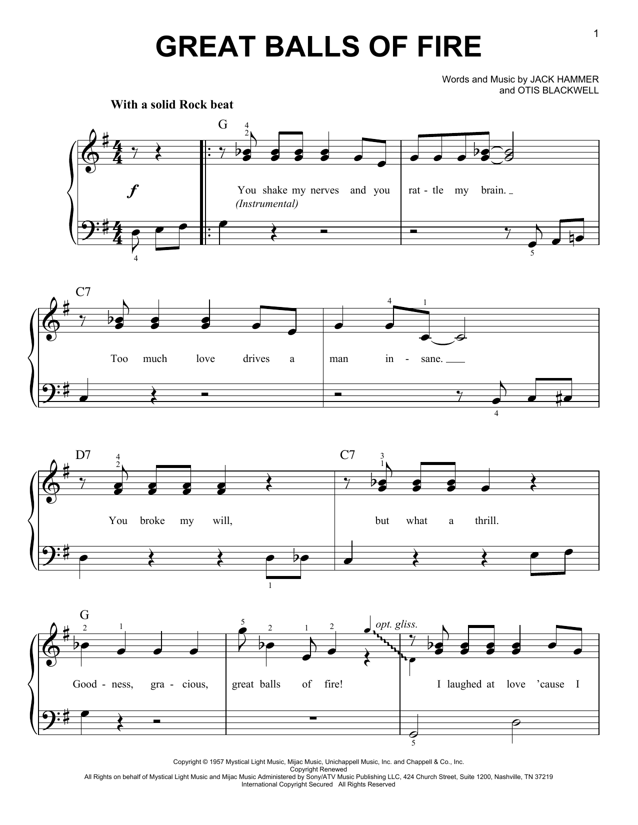Learn to play Jerry Lee Lewis Great Balls Of Fire sheet music for E-Z Play Today in minutes. Jerry Lee Lewis Great Balls Of Fire sheet music preview music notes and score for E-Z Play Today including 3 page(s)