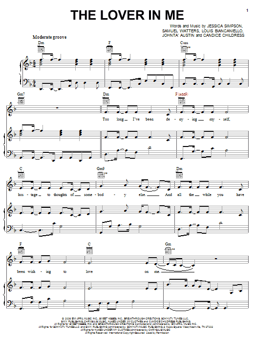 Learn to play Jessica Simpson The Lover In Me sheet music for Piano, Vocal & Guitar (Right-Hand Melody) in minutes. Jessica Simpson The Lover In Me sheet music preview music notes and score for Piano, Vocal & Guitar (Right-Hand Melody) including 5 page(s)