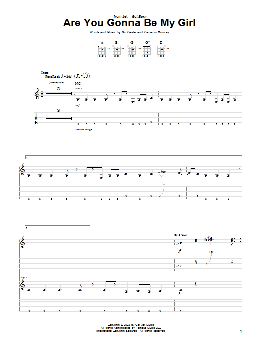 Learn to play Jet Are You Gonna Be My Girl sheet music for Guitar Tab in minutes. Jet Are You Gonna Be My Girl sheet music preview music notes and score for Guitar Tab including 9 page(s)