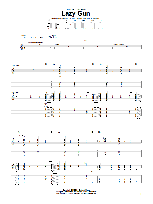 Learn to play Jet Lazy Gun sheet music for Guitar Tab in minutes. Jet Lazy Gun sheet music preview music notes and score for Guitar Tab including 8 page(s)