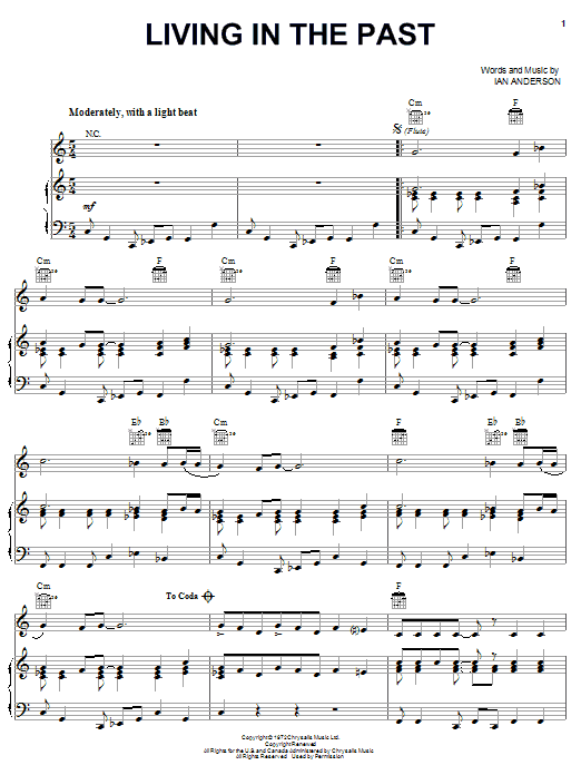 Learn to play Jethro Tull Living In The Past sheet music for Piano, Vocal & Guitar (Right-Hand Melody) in minutes. Jethro Tull Living In The Past sheet music notes and chords