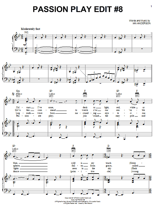 Learn to play Jethro Tull Passion Play Edit #8 sheet music for Piano, Vocal & Guitar (Right-Hand Melody) in minutes. Jethro Tull Passion Play Edit #8 sheet music notes and chords
