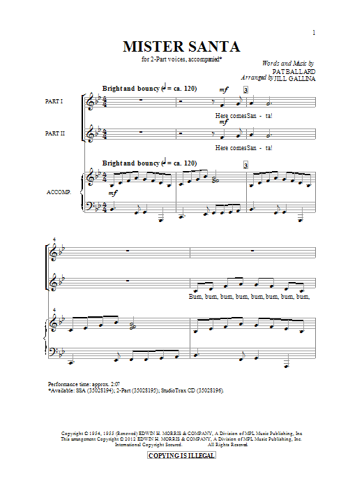 Learn to play Jill Gallina Mister Santa sheet music for SSA in minutes. Jill Gallina Mister Santa sheet music notes and chords