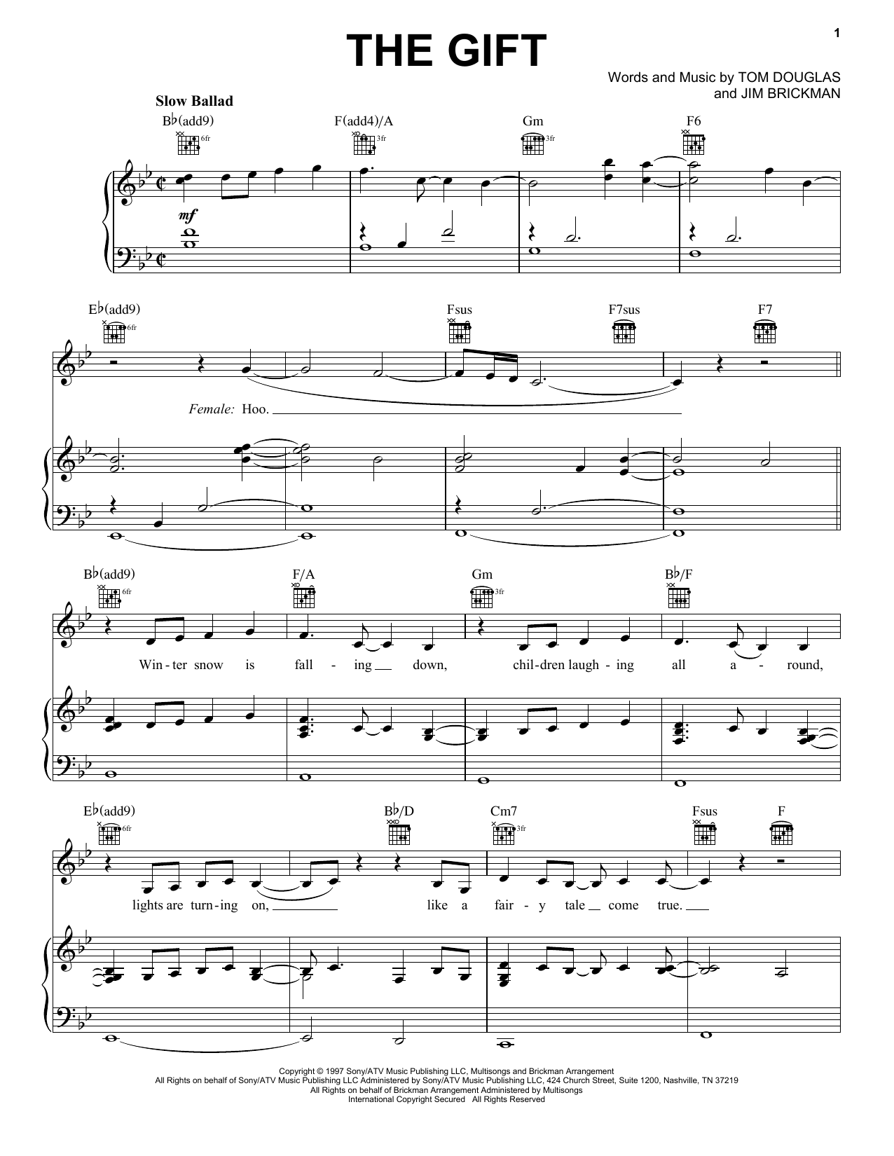 Download Jim Brickman The Gift sheet music notes and chords for Piano, Vocal & Guitar (Right-Hand Melody) - Download Printable PDF and start playing in minutes.
