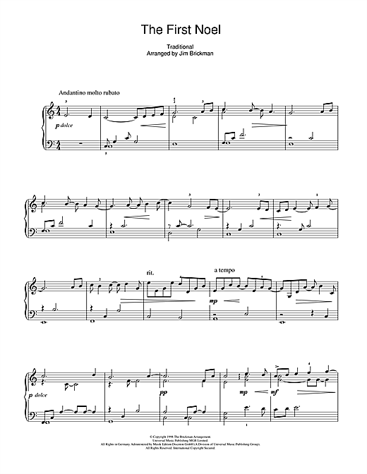 Learn to play Jim Brickman The First Noel sheet music for Piano in minutes. Jim Brickman The First Noel sheet music notes and chords