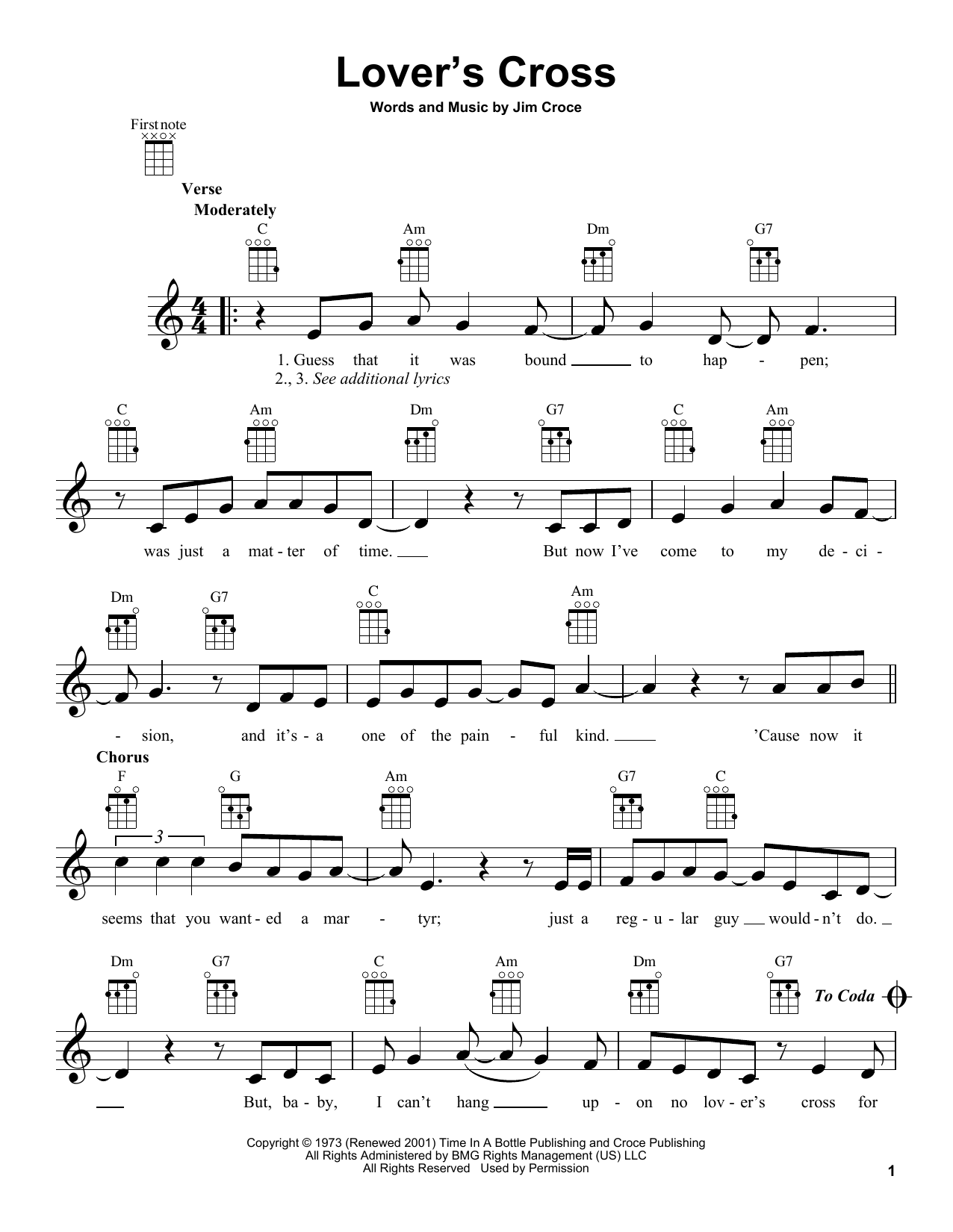 Learn to play Jim Croce Lover's Cross sheet music for Piano, Vocal & Guitar (Right-Hand Melody) in minutes. Jim Croce Lover's Cross sheet music notes and chords