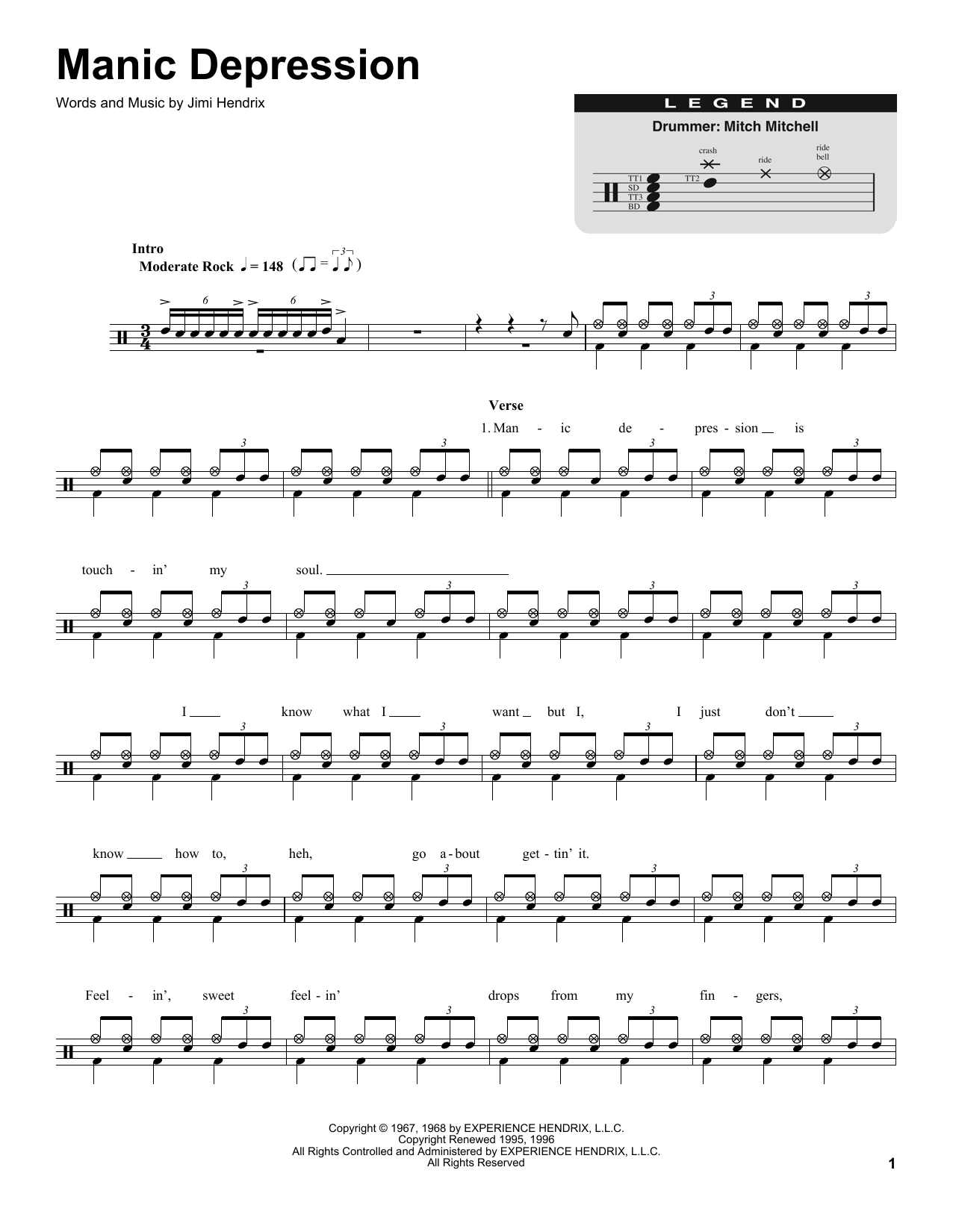 Learn to play Jimi Hendrix Manic Depression sheet music for Melody Line, Lyrics & Chords in minutes. Jimi Hendrix Manic Depression sheet music preview music notes and score for Melody Line, Lyrics & Chords including 2 page(s)