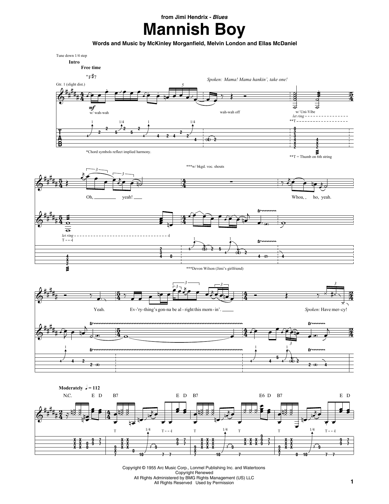 Learn to play Jimi Hendrix Mannish Boy sheet music for Piano, Vocal & Guitar (Right-Hand Melody) in minutes. Jimi Hendrix Mannish Boy sheet music preview music notes and score for Piano, Vocal & Guitar (Right-Hand Melody) including 4 page(s)