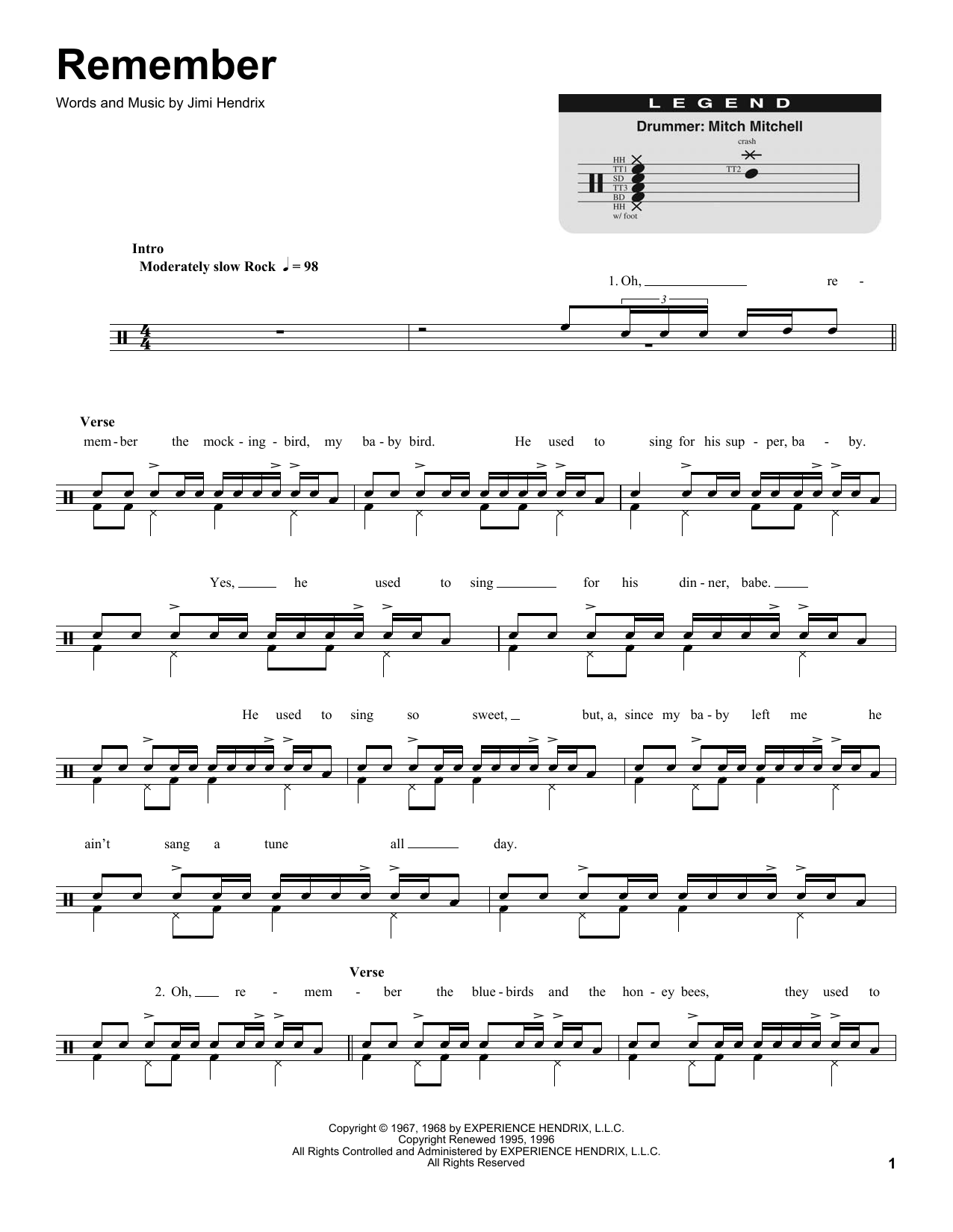 Learn to play Jimi Hendrix Remember sheet music for Melody Line, Lyrics & Chords in minutes. Jimi Hendrix Remember sheet music preview music notes and score for Melody Line, Lyrics & Chords including 2 page(s)