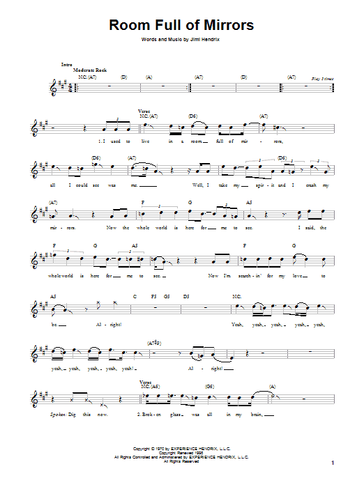 Learn to play Jimi Hendrix Room Full Of Mirrors sheet music for Melody Line, Lyrics & Chords in minutes. Jimi Hendrix Room Full Of Mirrors sheet music preview music notes and score for Melody Line, Lyrics & Chords including 3 page(s)