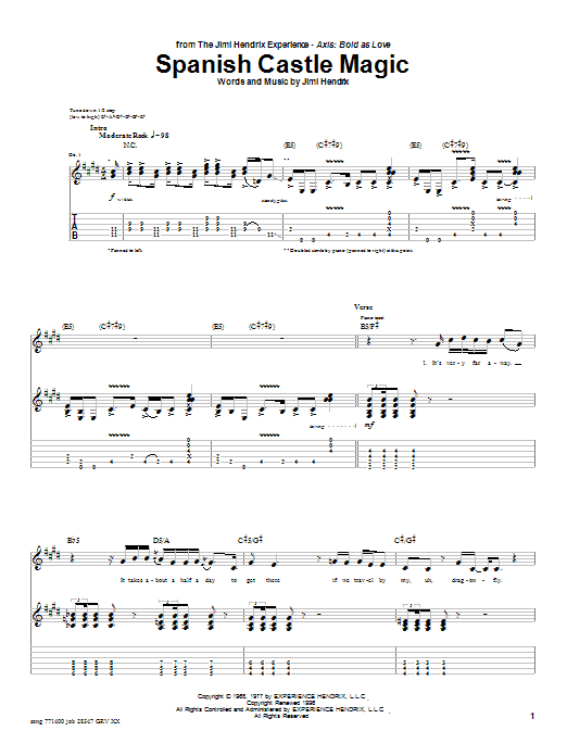 Learn to play Jimi Hendrix Spanish Castle Magic sheet music for Melody Line, Lyrics & Chords in minutes. Jimi Hendrix Spanish Castle Magic sheet music preview music notes and score for Melody Line, Lyrics & Chords including 3 page(s)