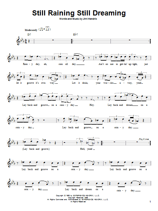Learn to play Jimi Hendrix Still Raining Still Dreaming sheet music for Melody Line, Lyrics & Chords in minutes. Jimi Hendrix Still Raining Still Dreaming sheet music preview music notes and score for Melody Line, Lyrics & Chords including 3 page(s)