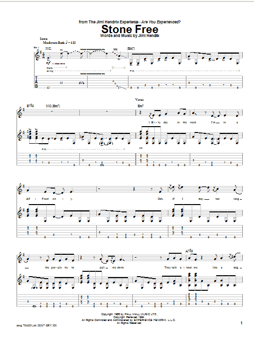 Learn to play Jimi Hendrix Stone Free sheet music for Melody Line, Lyrics & Chords in minutes. Jimi Hendrix Stone Free sheet music preview music notes and score for Melody Line, Lyrics & Chords including 3 page(s)