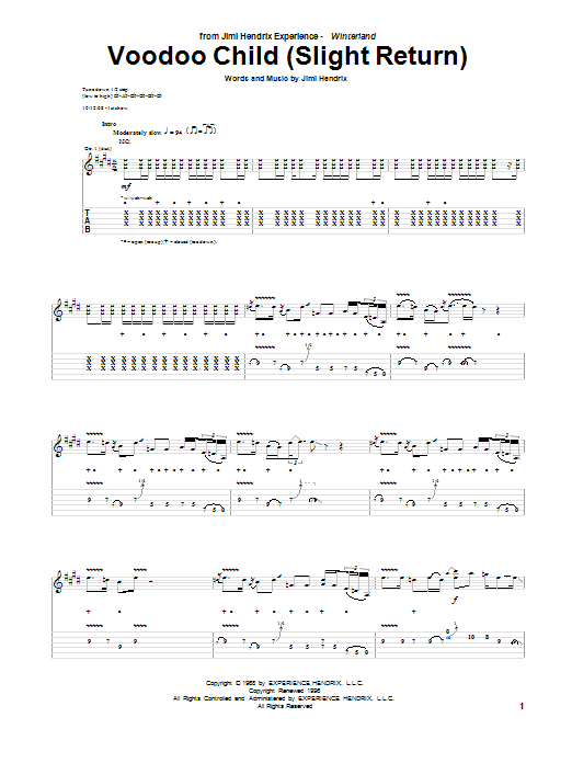 Learn to play Jimi Hendrix Voodoo Child (Slight Return) sheet music for Melody Line, Lyrics & Chords in minutes. Jimi Hendrix Voodoo Child (Slight Return) sheet music preview music notes and score for Melody Line, Lyrics & Chords including 2 page(s)