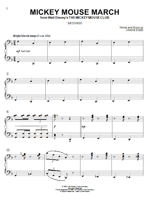 Learn to play Jimmie Dodd Mickey Mouse March sheet music for Piano in minutes. Jimmie Dodd Mickey Mouse March sheet music notes and chords