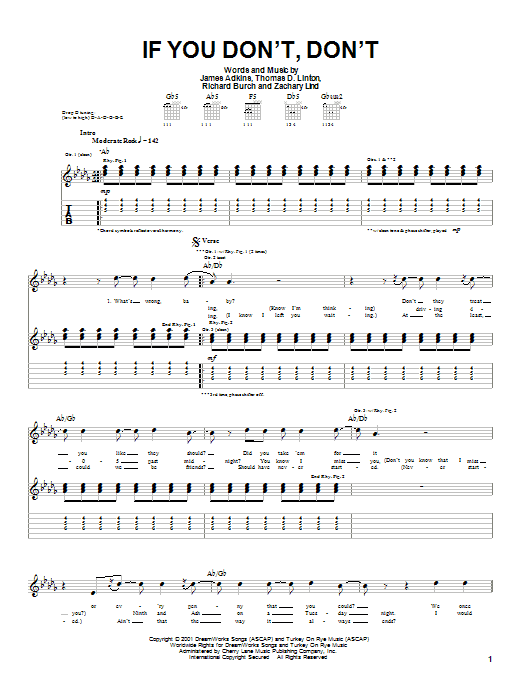 Jimmy Eat World If You Don't, Don't sheet music, chords, lyrics - Printable PDF for Guitar Tab