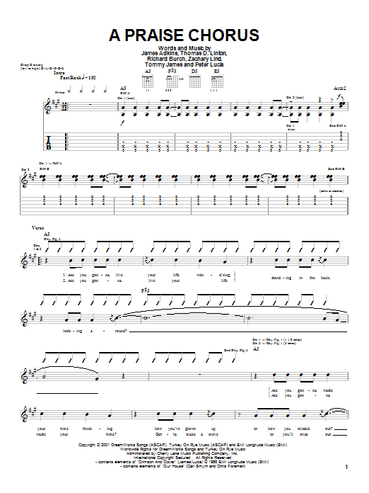 Learn to play Jimmy Eat World A Praise Chorus sheet music for Guitar Tab in minutes. Jimmy Eat World A Praise Chorus sheet music preview music notes and score for Guitar Tab including 5 page(s)