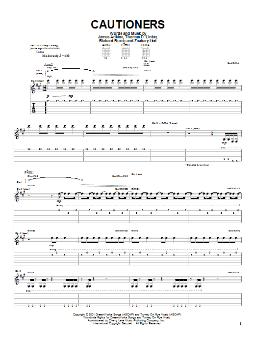 Learn to play Jimmy Eat World Cautioners sheet music for Guitar Tab in minutes. Jimmy Eat World Cautioners sheet music preview music notes and score for Guitar Tab including 6 page(s)