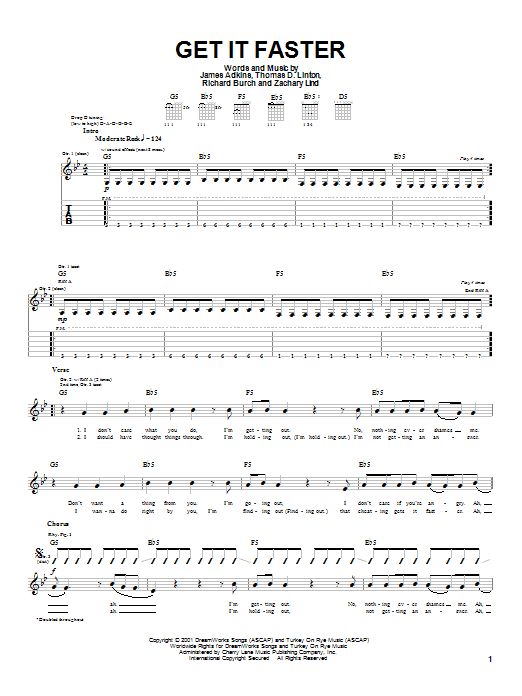 Learn to play Jimmy Eat World Get It Faster sheet music for Guitar Tab in minutes. Jimmy Eat World Get It Faster sheet music notes and chords