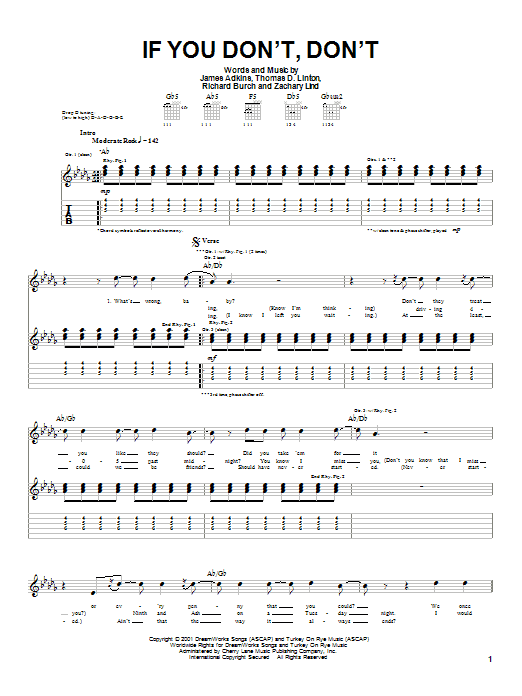 Jimmy Eat World If You Don't, Don't sheet music preview music notes and score for Guitar Tab including 8 page(s)