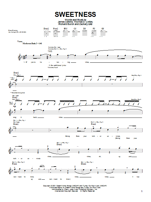 Learn to play Jimmy Eat World Sweetness sheet music for Guitar Tab in minutes. Jimmy Eat World Sweetness sheet music preview music notes and score for Guitar Tab including 5 page(s)