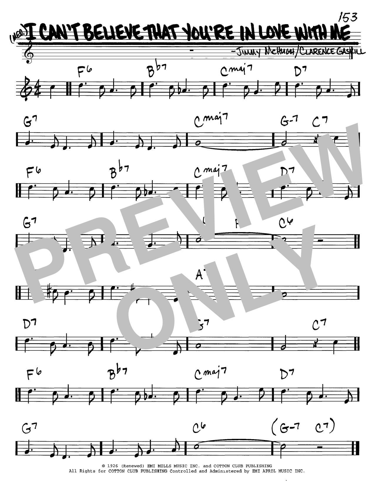 Jimmy McHugh I Can't Believe That You're In Love With Me sheet music preview music notes and score for Easy Piano including 4 page(s)