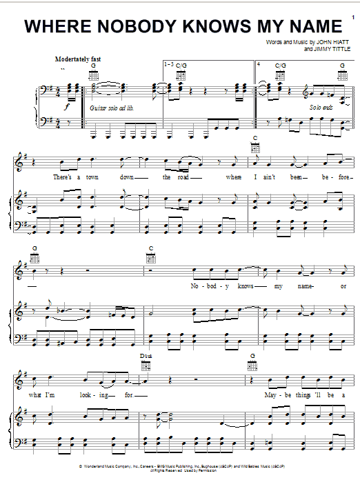 Learn to play Jimmy Tittle Where Nobody Knows My Name (from The Country Bears) sheet music for Piano, Vocal & Guitar (Right-Hand Melody) in minutes. Jimmy Tittle Where Nobody Knows My Name (from The Country Bears) sheet music notes and chords