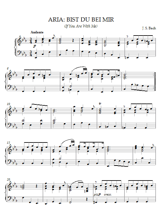 J.S. Bach Bist Du Bei Mir (If You Are With Me) sheet music preview music notes and score for Piano including 2 page(s)